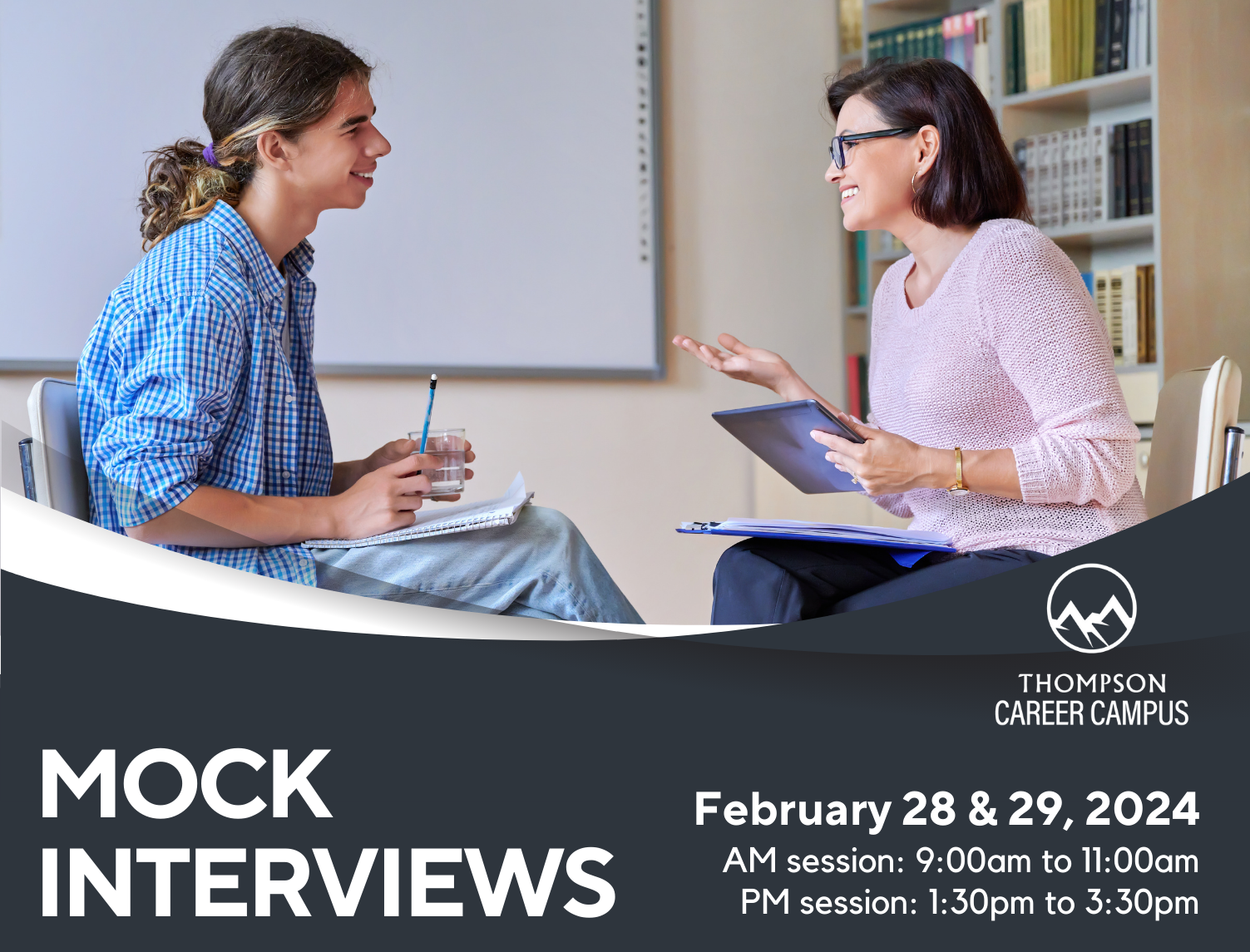A male youth participating in a mock interview